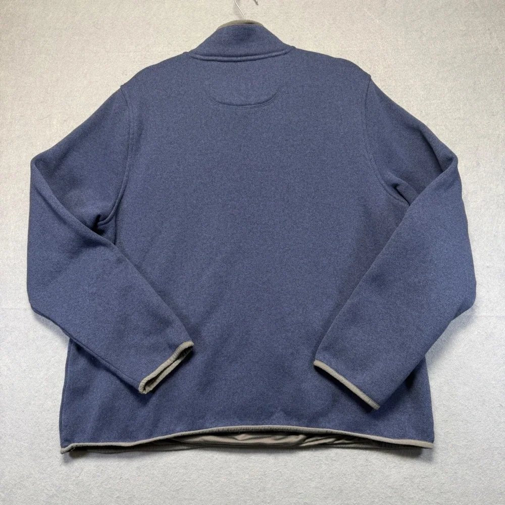LL‎ Bean Mens XL Sweater Fleece Pullover Blue Snap Mock Neck 298050 Regular Fit
